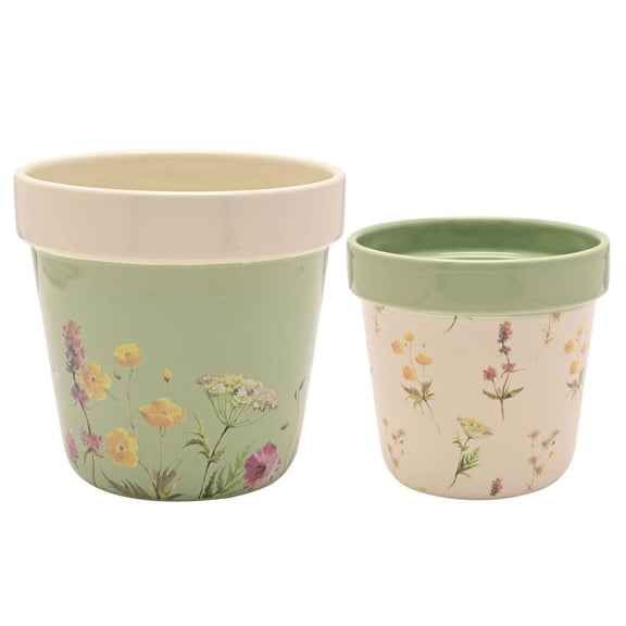 Country Living Set of 2 Planters - Flowers