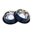 thumbnail image 1 of Country Living Set of 2 Ribbed No-Tip Non-Skid Stainless Steel Pet Bowls - Poseidon Blue/8oz, 1 of 8