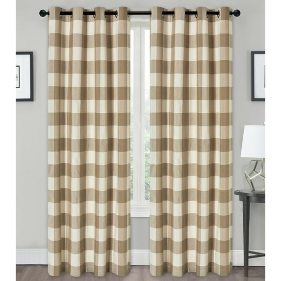 Country Lodge Farmhouse Buffalo Plaid Checkered Grommet Top Curtains - Assorted Colors