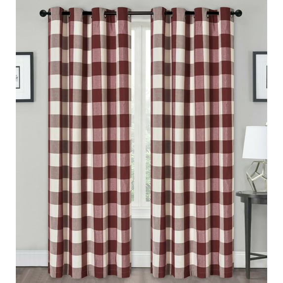 Country Lodge Farmhouse Buffalo Plaid Checkered Grommet Top Curtains - Assorted Colors
