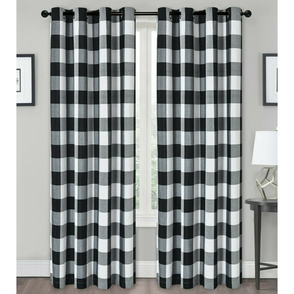 Country Lodge Farmhouse Buffalo Plaid Checkered Grommet Top Curtains - Assorted Colors