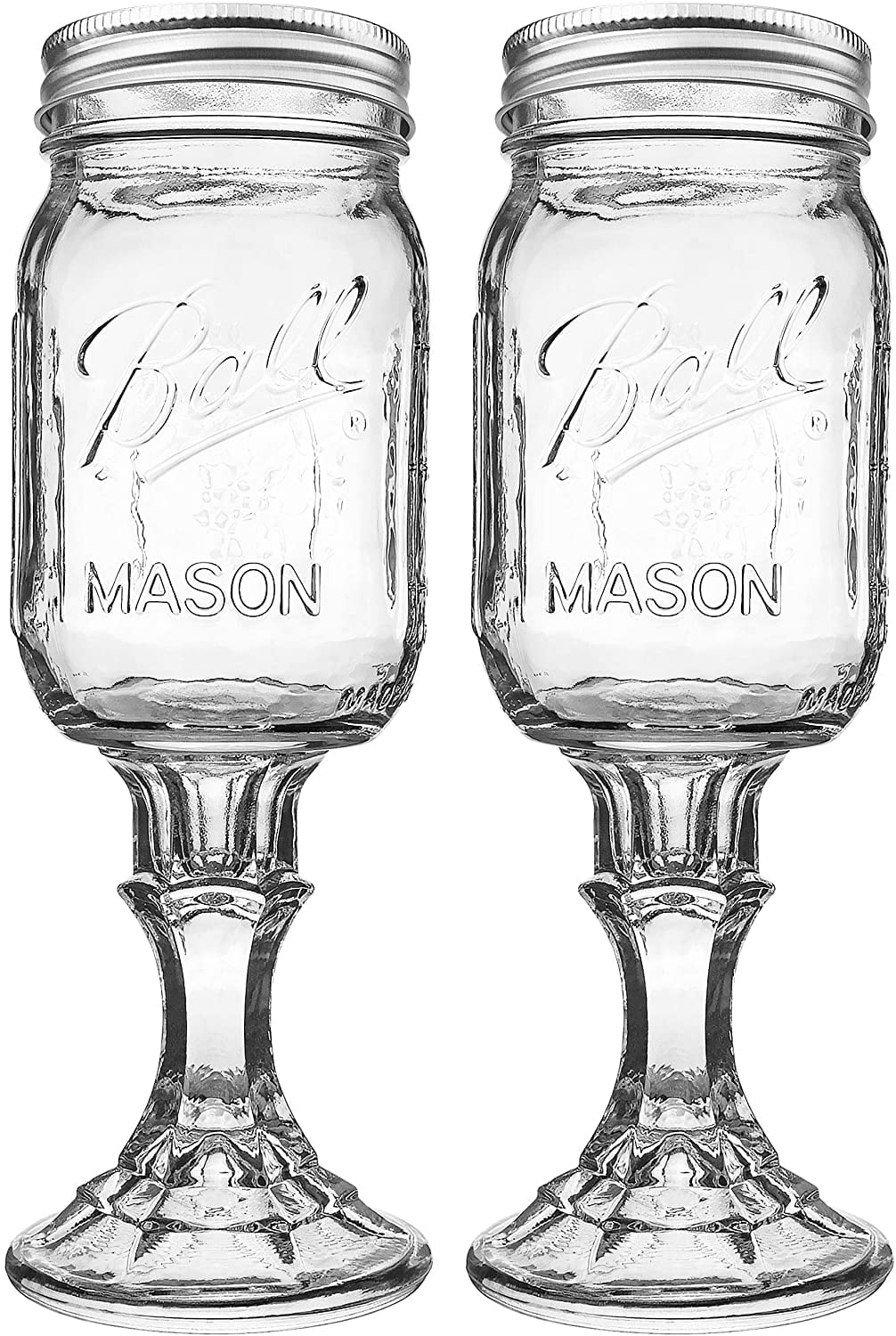 Redneck Hillbilly Wine Glass 12oz Ball Mason Jar on Stem Silver