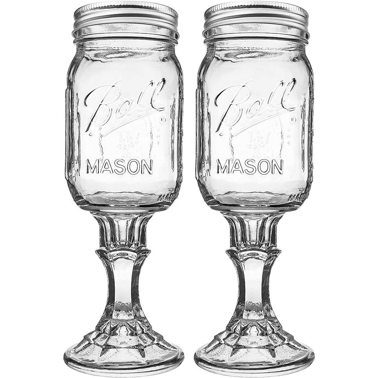 Country Mason Jar Wine Glasses Set of 2 (Factory Made)