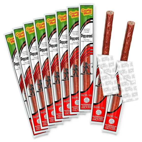 Country Meats High Protein Keto Friendly Meat Sticks (10 Sticks, Pepperoni)
