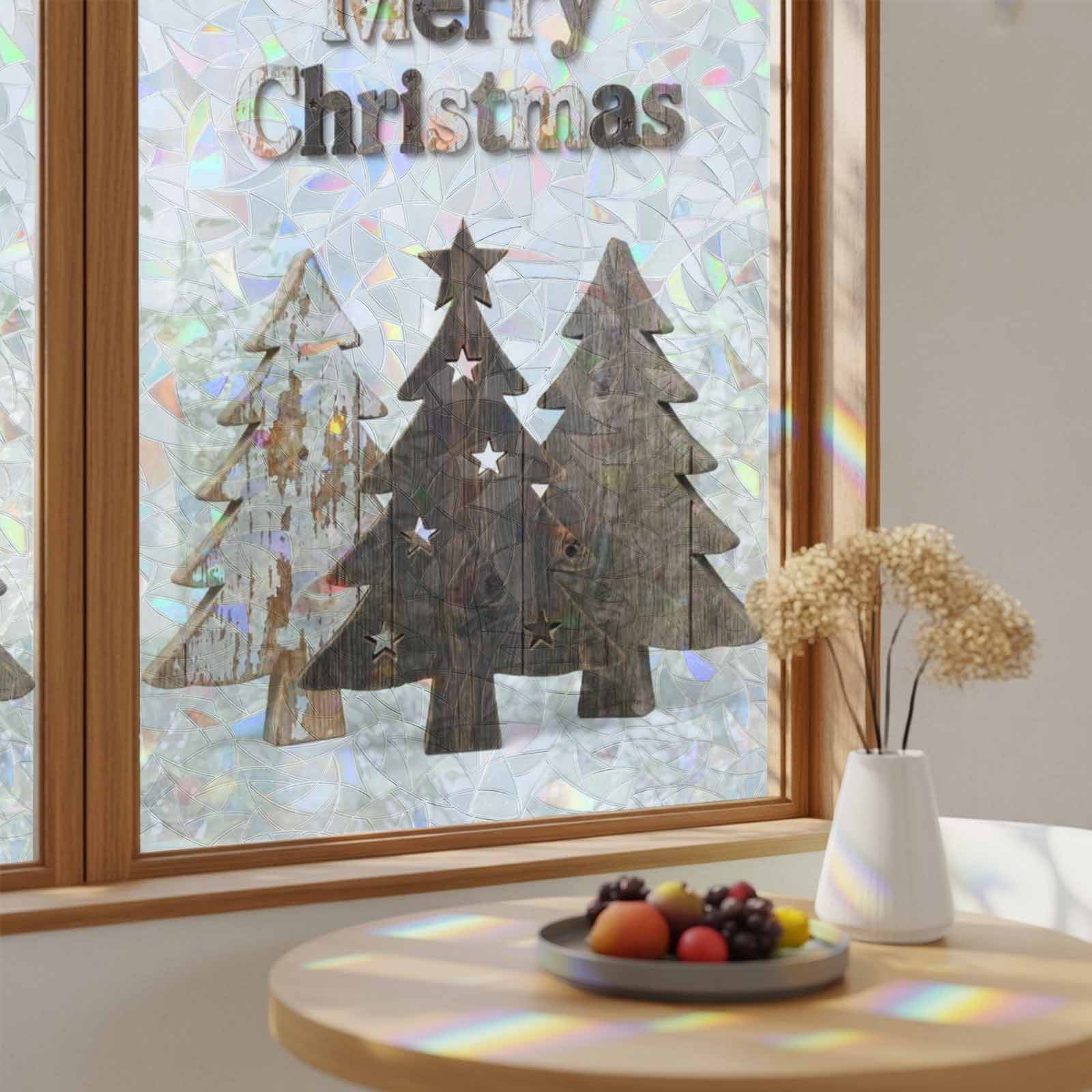 Control Main Window Country Merry Christmas Tree Window Privacy Film,Heat Control Sun ...