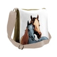 thumbnail image 1 of Country Messenger Bag, Farm Life 2 Horses, Unisex Cross-body, by Ambesonne, 1 of 2