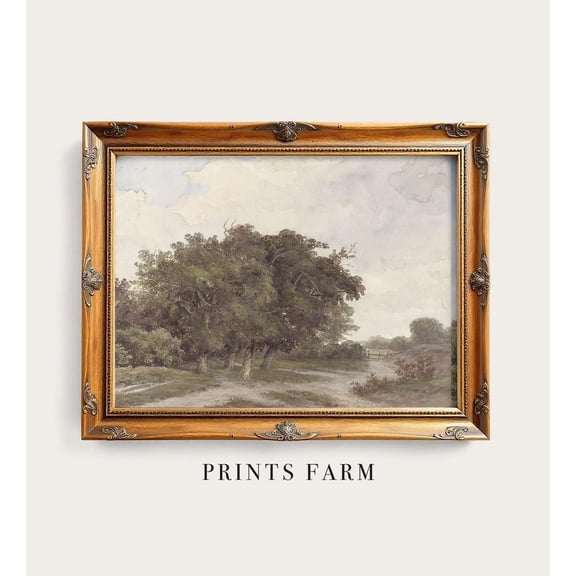 Country Moody Landscape Rustic Cottage Countryside Wall Art, Living Room And Gallery Wall Decor