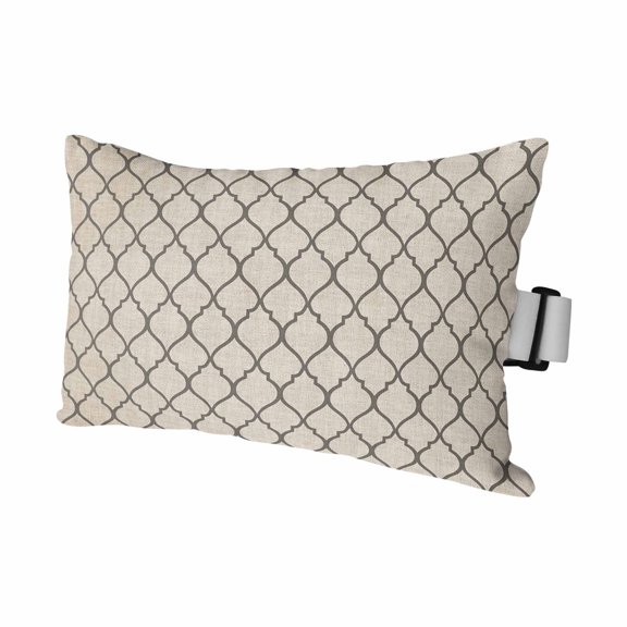 Country Morocco Tile Geometric Pattern Outdoor Pillow for Chaise Lounge Chair,Vintage Brown Gray Waterproof Headrest Lumbar Pillows with Insert&Elastic Strap for Patio Pool Garden Chairs Decor,1 Pack