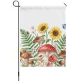 thumbnail image 1 of Country Mushroom House Flags For Outdoor, Sunflower Fern Leaf Butterfly Ladybug Botanical Small Double Side Yard Flags Weather Proof House Decor for Lawn Outside Holiday 28 x 40 Inches, 1 of 9
