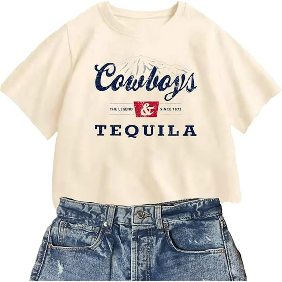 Country Music Cowboy Crop T Shirt Women Vintage Concert Tees Funny Western Rodeo Graphic Short Sleeve Tops Shirt