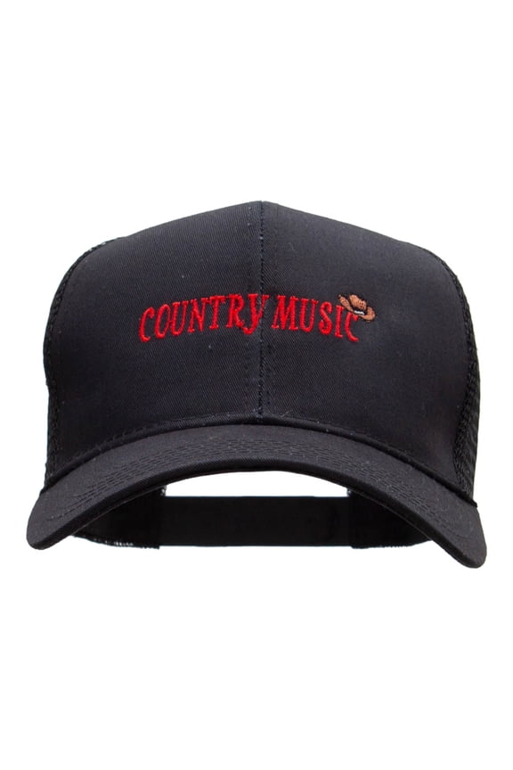 Country Music Embroidered Solid Cotton Twill Mesh Prostyle Cap - Black OSFM