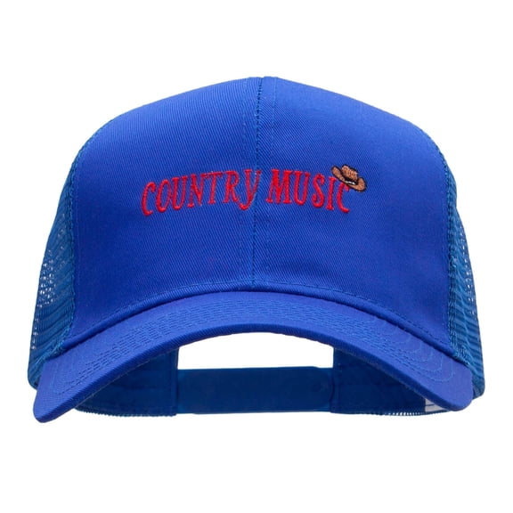 Country Music Embroidered Solid Cotton Twill Mesh Prostyle Cap - Royal OSFM
