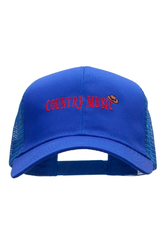 Country Music Embroidered Solid Cotton Twill Mesh Prostyle Cap - Royal OSFM