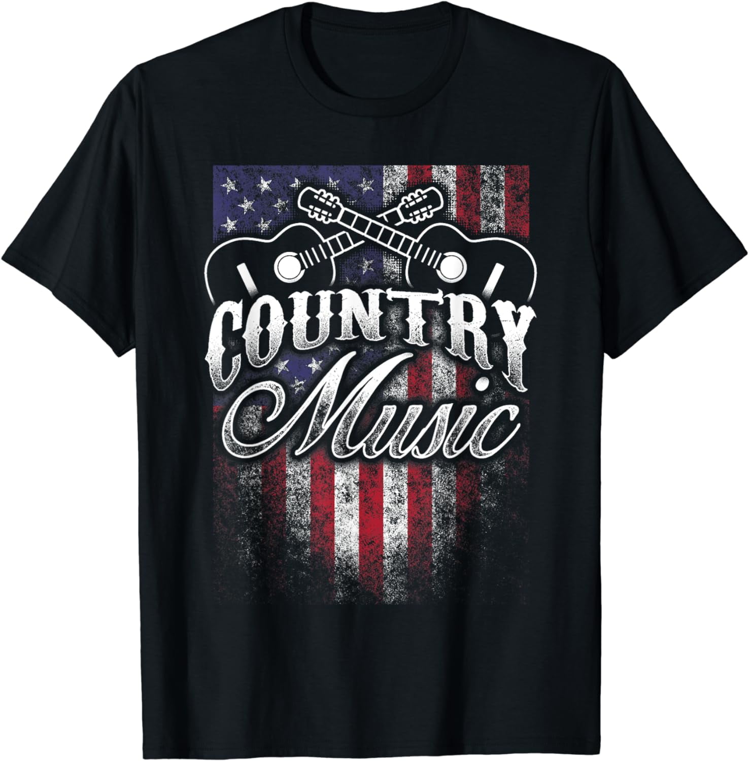Men's 100% Cotton Outlaw Country Cowboy Guitar Graphic Short Sleeve T-Shirt