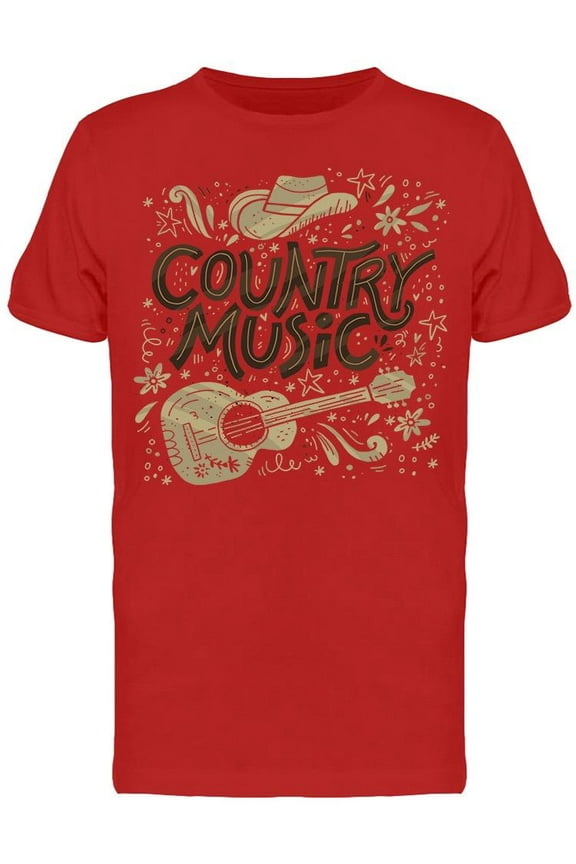 Country Music Guitar Cowboy Hat T-Shirt Men -Image by Shutterstock, Male Small