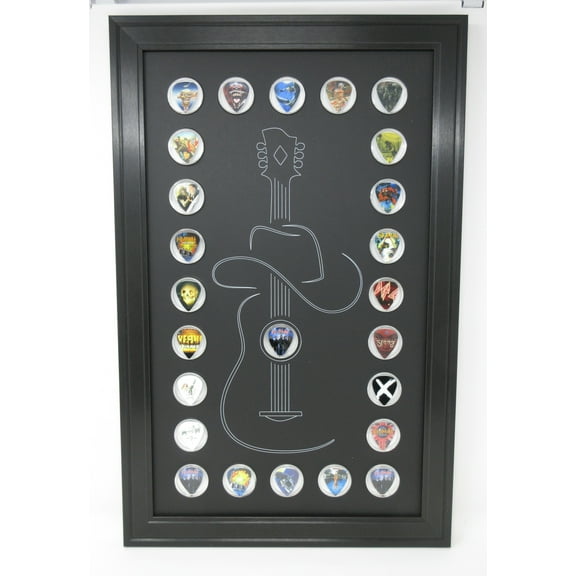 Country Music Guitar Pick (Not Included) Wall Display Picture Frame for 25 Picks Made in USA