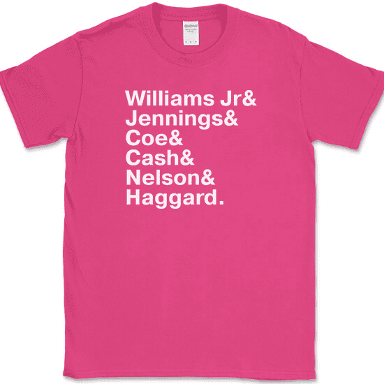 Country Music Names T-Shirt Funny Novelty Text Nashville TN Cotton Tee - Pink, 2XL