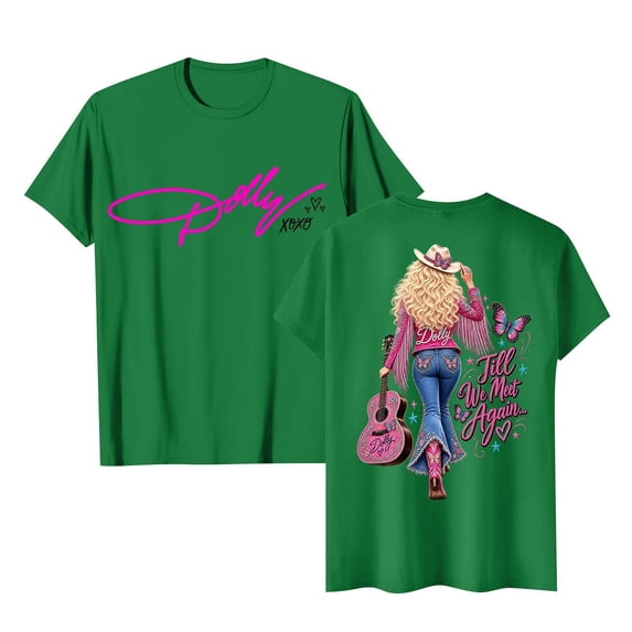 Country Music Parton Memorial T-shirt for Men and Women Graphic Dolly T-shirts Unisex Short Sleeve Round Neck T-shirts for Fans Memorial Gift Apparel,(L)