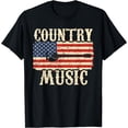 thumbnail image 1 of Country Music Retro Vintage Guitar American Flag T-Shirt, 1 of 3