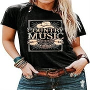 SASSALILLY Nashville Country Music Shirt Women Rock Band Tee Casual Concert Tops