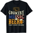 thumbnail image 1 of Country Music and Beer That's Why I'm Here Funny Drinking T-Shirt Black Small, 1 of 4