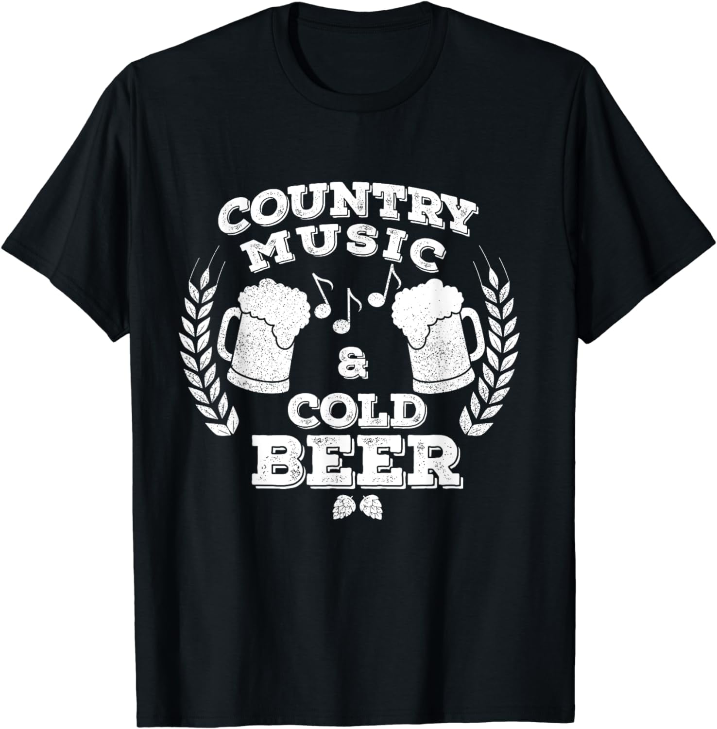 Country Music and Cold Beer Vintage Graphic Tee TShirt Graphic & Letter Print TShirt