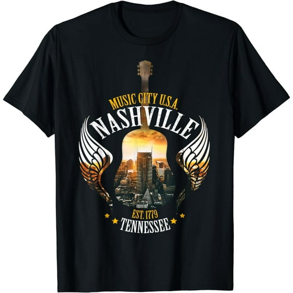 Country Nashville Retro Graphic Guitar T-Shirt