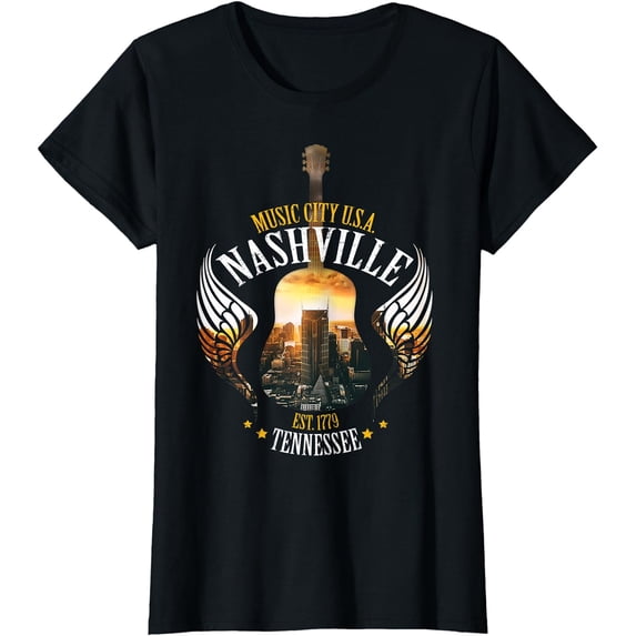 Country Nashville Retro Graphic Guitar T-Shirt