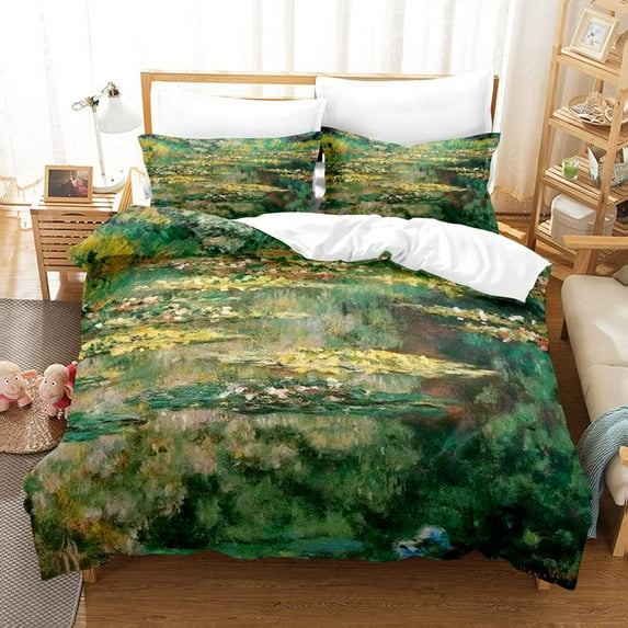 Country Orange Blue Duvet Cover Colorful Paint of Park In Fall View of The Earth In Oil Painting Sty