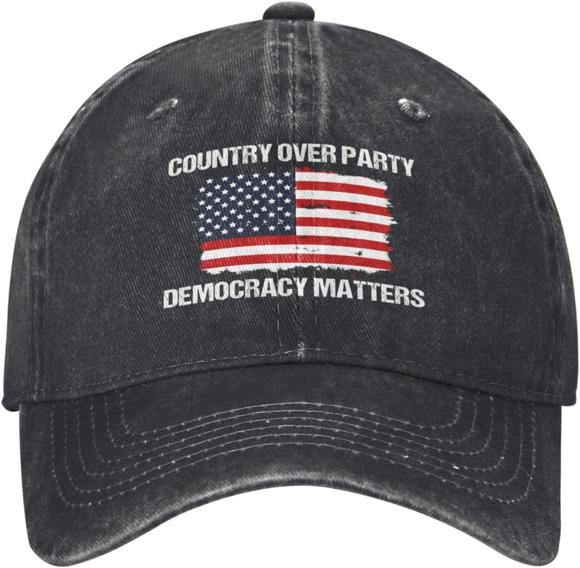 Defend-Democracy Baseball Cap - Trucker Hat Denim Style, Adjustable, Lightweight & Breathable - View #3