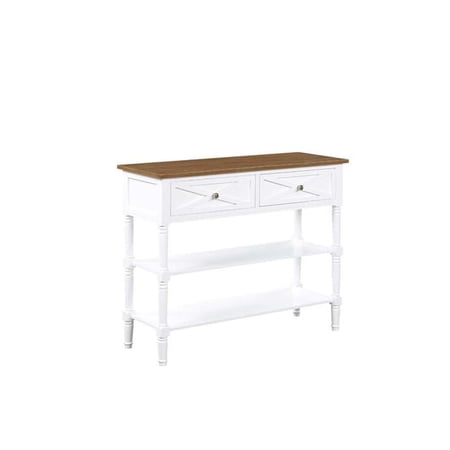 Country Oxford 2 Drawer Console Table, Driftwood & White