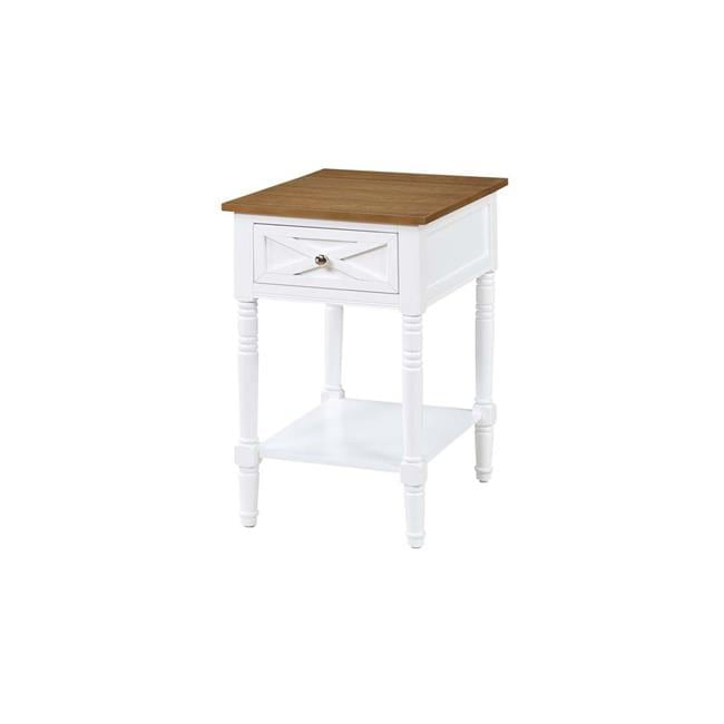 Driftwood and White Country End Table with Built-In Charging Station