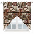thumbnail image 1 of Country Patch Plaid Swag Curtains for Kitchen/Bedroom/Living Room, Brown Farmhouse Retro Bear Deer Cabin Scalloped Curtains 63 Inch Long, Window Swag Topper Curtains Valances 2 Panels Set 36"x63", 1 of 8