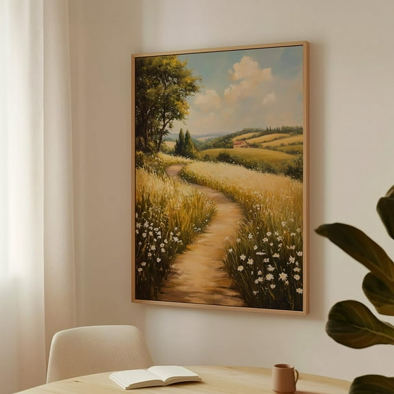Country Path Landscape Wall Art - Rustic Countryside, Wildflower Field Print, Nature-Inspired Home Decor, Farmhouse Wall Accent Wall Art, Modern Wall Decor, 8x12 UNFRAMED