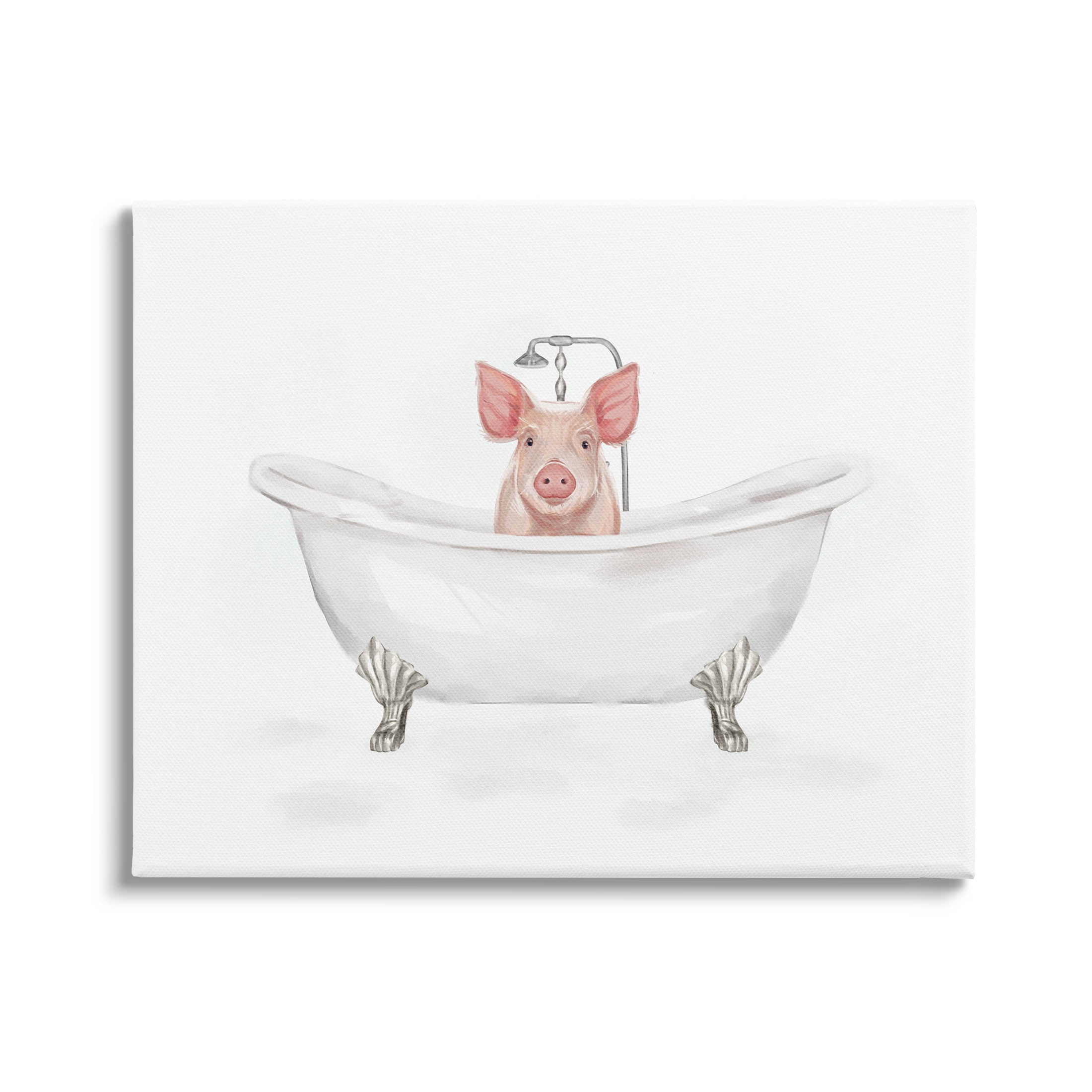 Country Pig Cute Bathtub Animals & Insects Graphic Art Gallery Wrapped Canvas Print Wall Art