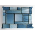 thumbnail image 1 of Country Pillow Sham Patchwork of Different Size Denim Seem Fabric Pattern with Vertical Warp Beam Artprint, Decorative Standard King Size Printed Pillowcase, 36 X 20 Inches, Blue, by Ambesonne, 1 of 2