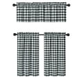 thumbnail image 1 of Country Plaid Gingham Checkered Farmhouse 3 Pc Cafe Kitchen Curtain Tier & Valance Set - Black, 1 of 2