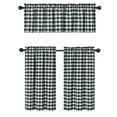 thumbnail image 1 of Country Plaid Gingham Checkered Farmhouse 3 Pc Cafe Kitchen Curtain Tier & Valance Set - Navy Blue, 1 of 2