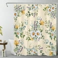 thumbnail image 1 of Country Plant Flower Shower Curtain for Bathroom,Daisy Lavender with Sage Green Leaves on Beige Fabric Shower Curtain with Hooks,Watercolor Botanical Bathroom Curtain Shower Set, 60x72 inches, 1 of 5