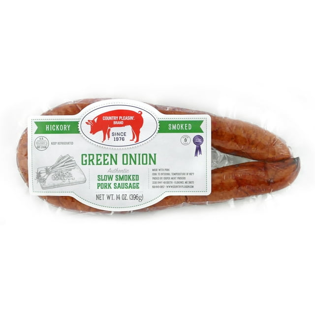 Country Pleasin' Brand Green Onion Sausage 14 Oz Plastic Vacuum Sealed