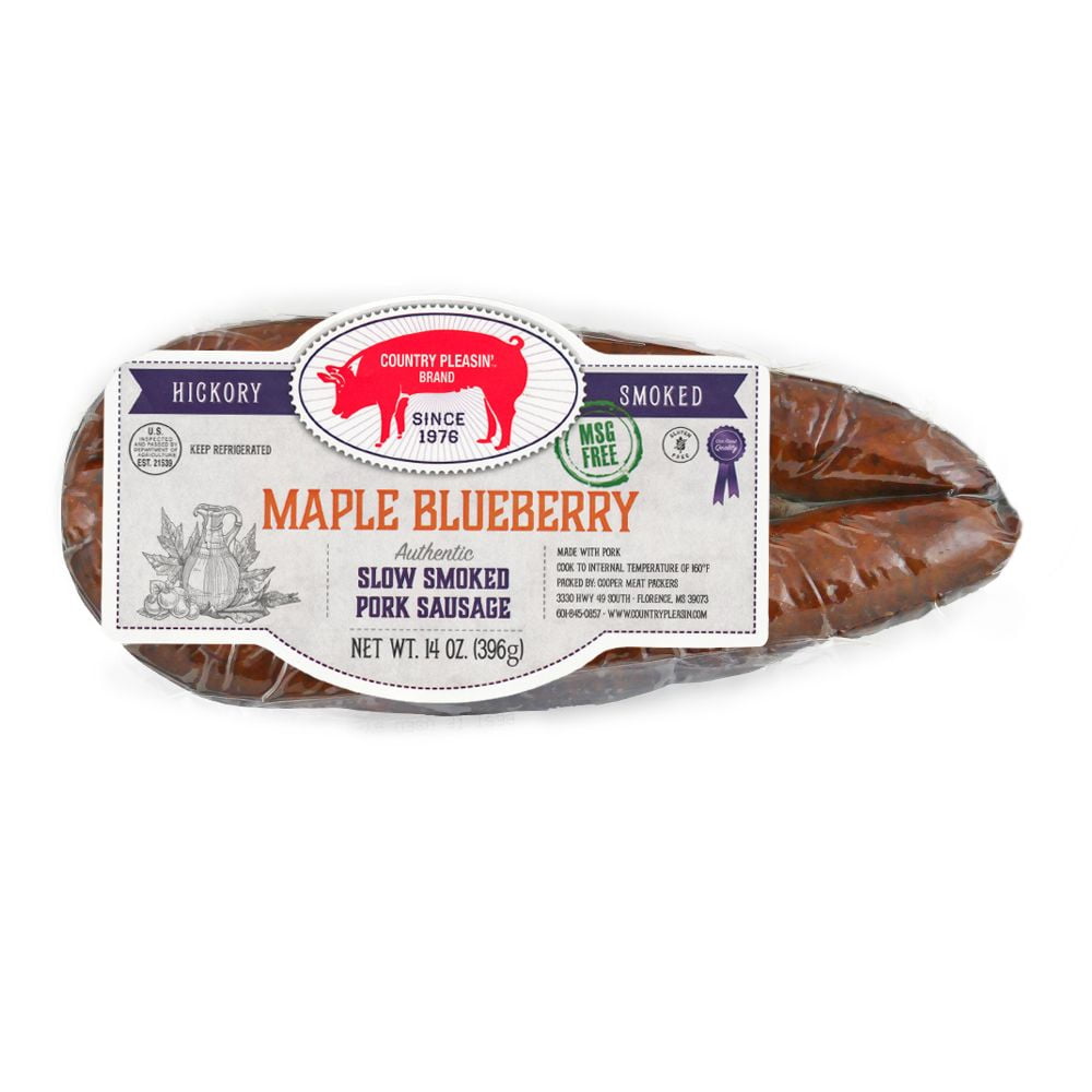 Country Pleasin' Brand Maple Blueberry Sausage 14 oz Vacuum Sealed