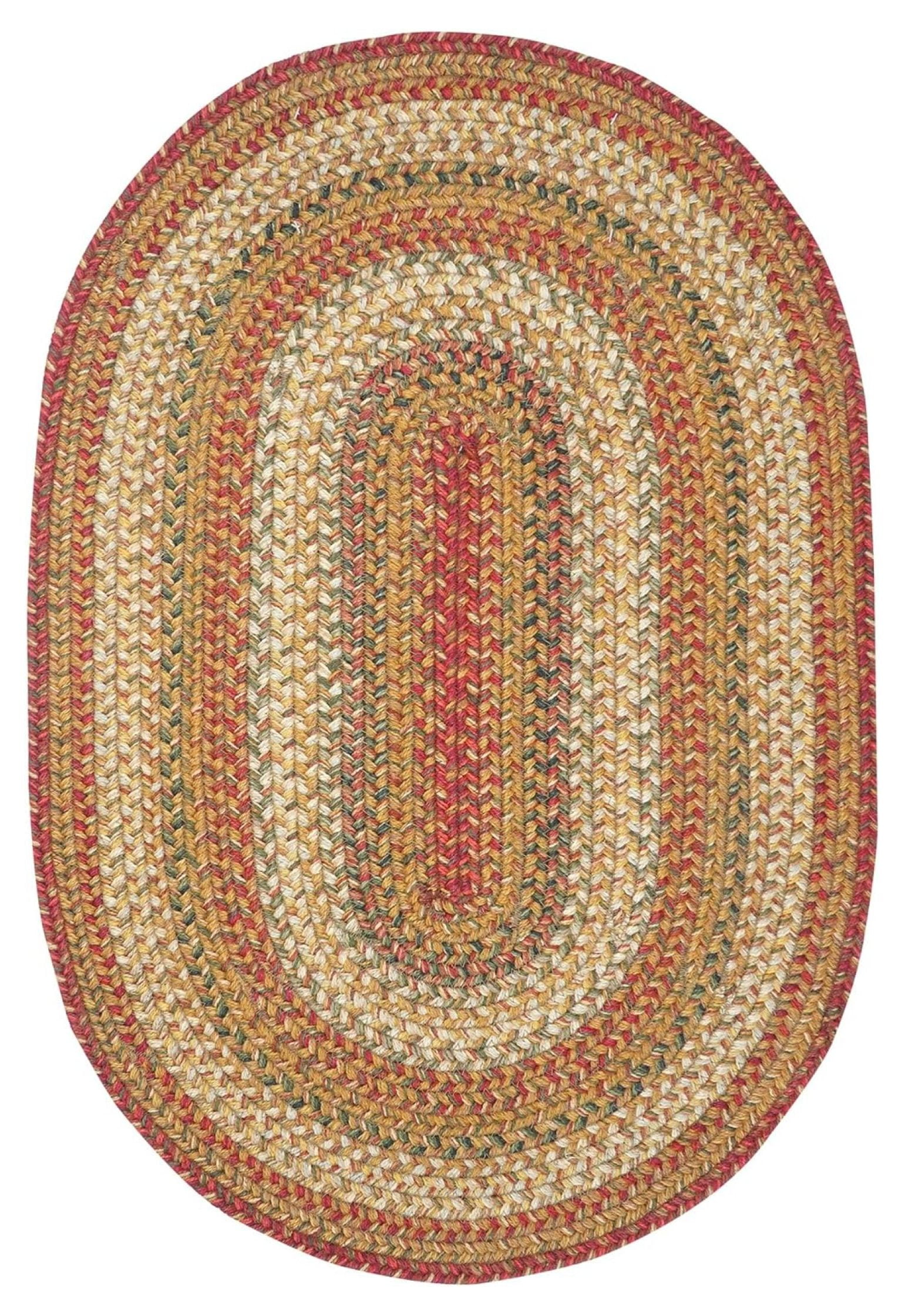 Country & Primitive Reversible Jute Braided Rug, Mustard Seed Red