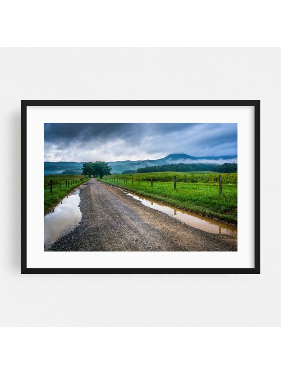 Country Puddles - Tennessee Photography Landscape Rural Scenic Nature Mountain Rustic Countryside Black Framed Wall Art Print 20 x 30 inches