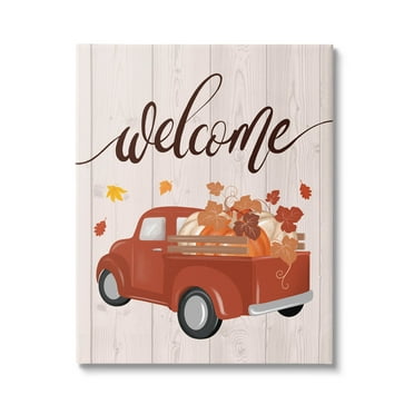 Country Pumpkin Harvest Welcome Holiday Graphic Art Gallery Wrapped Canvas Print Wall Art