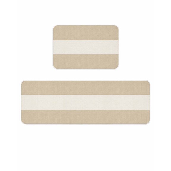 Country Retro Kitchen Mats for Floor 2 Piece, Vintage Linen Texture Absorbent Non-Slip Kitchen Rugs Comfort Standing Mat for Laundry, Hallways 20"x24"+20"x48"