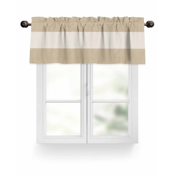 Country Retro Valances for Windows Vintage Linen Texture Valance Rod Pocket Light Filtering Short Window Treatments Curtains for Kitchen Bathroom Living Room Bedroom, 1 Panel, 60 x 18 Inch