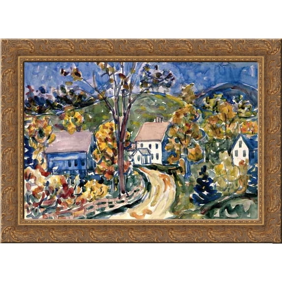 Country Road, New Hampshire 24x20 Gold Ornate Wood Framed Canvas Art by Prendergast, Maurice