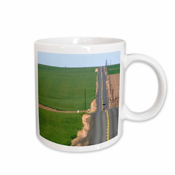 3drose, Country Road, Wheat Fields, Pendleton, Idaho - Us13 Dfr0677 - David R. Frazier, 11oz Mug