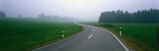 Country Road With Fog Near Vies Germany Canvas Art - Panoramic Images (36 x 12)