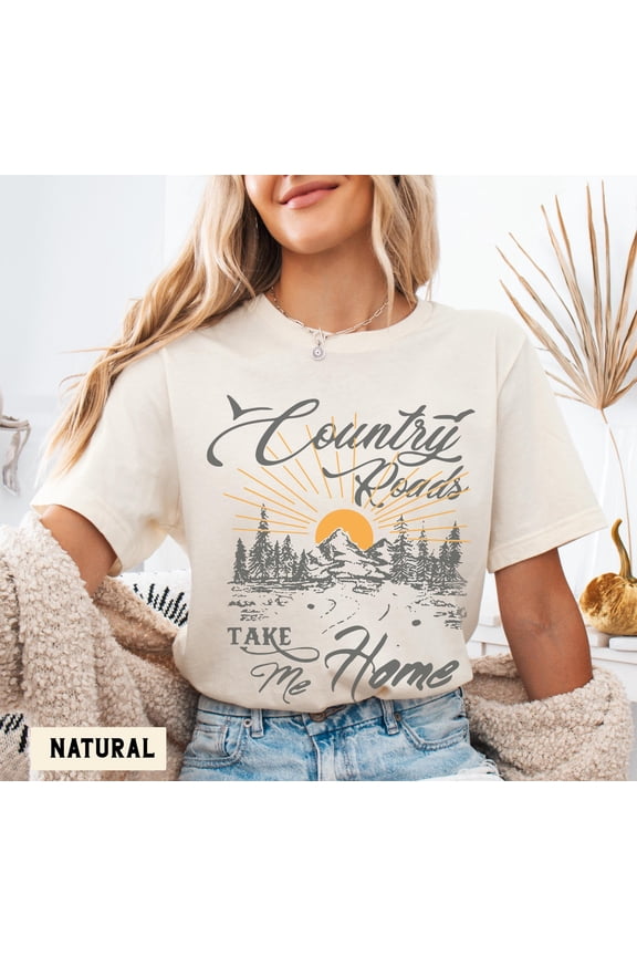 Country Roads Shirt, Women's Mountain Graphic Tee, Camping Hiking T Shirt, Travel Shirt, Nature T Shirt, Gift for Her